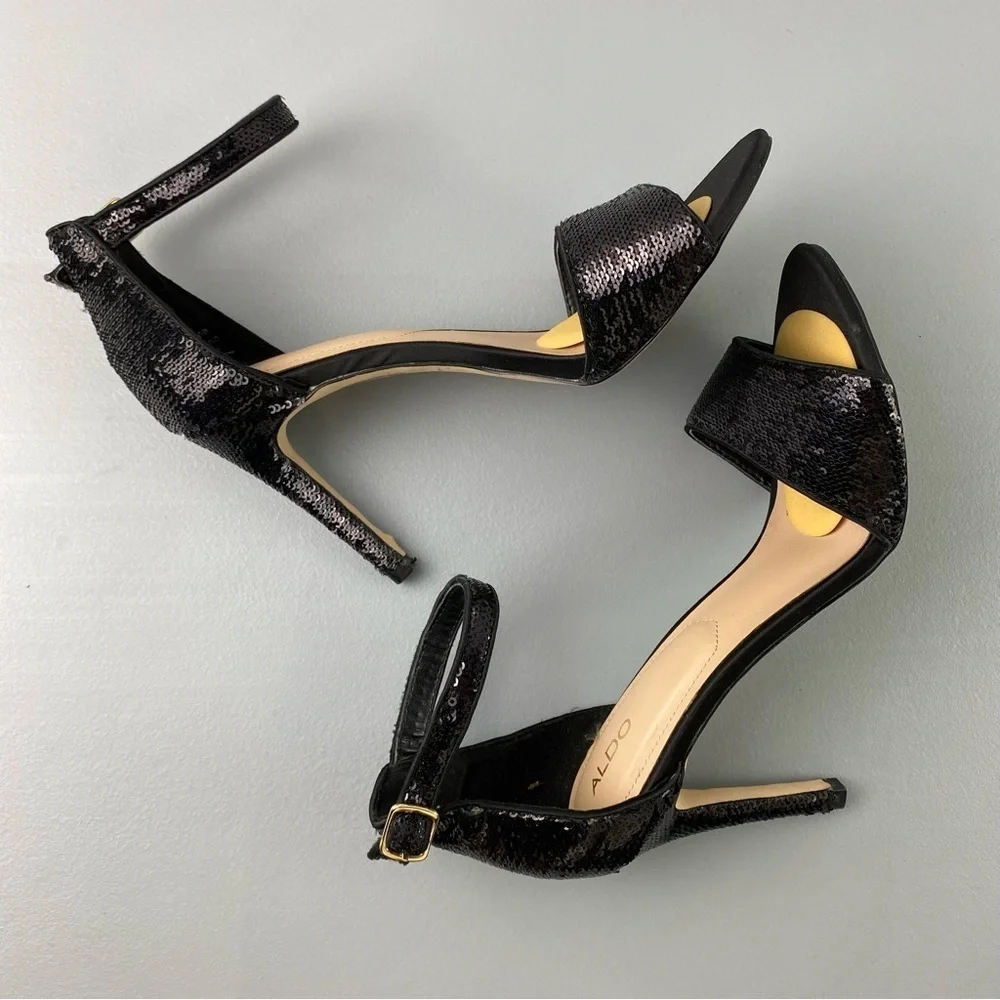 ALDO Black Sequin High Stilletto Formal Heels Women's size 8.5